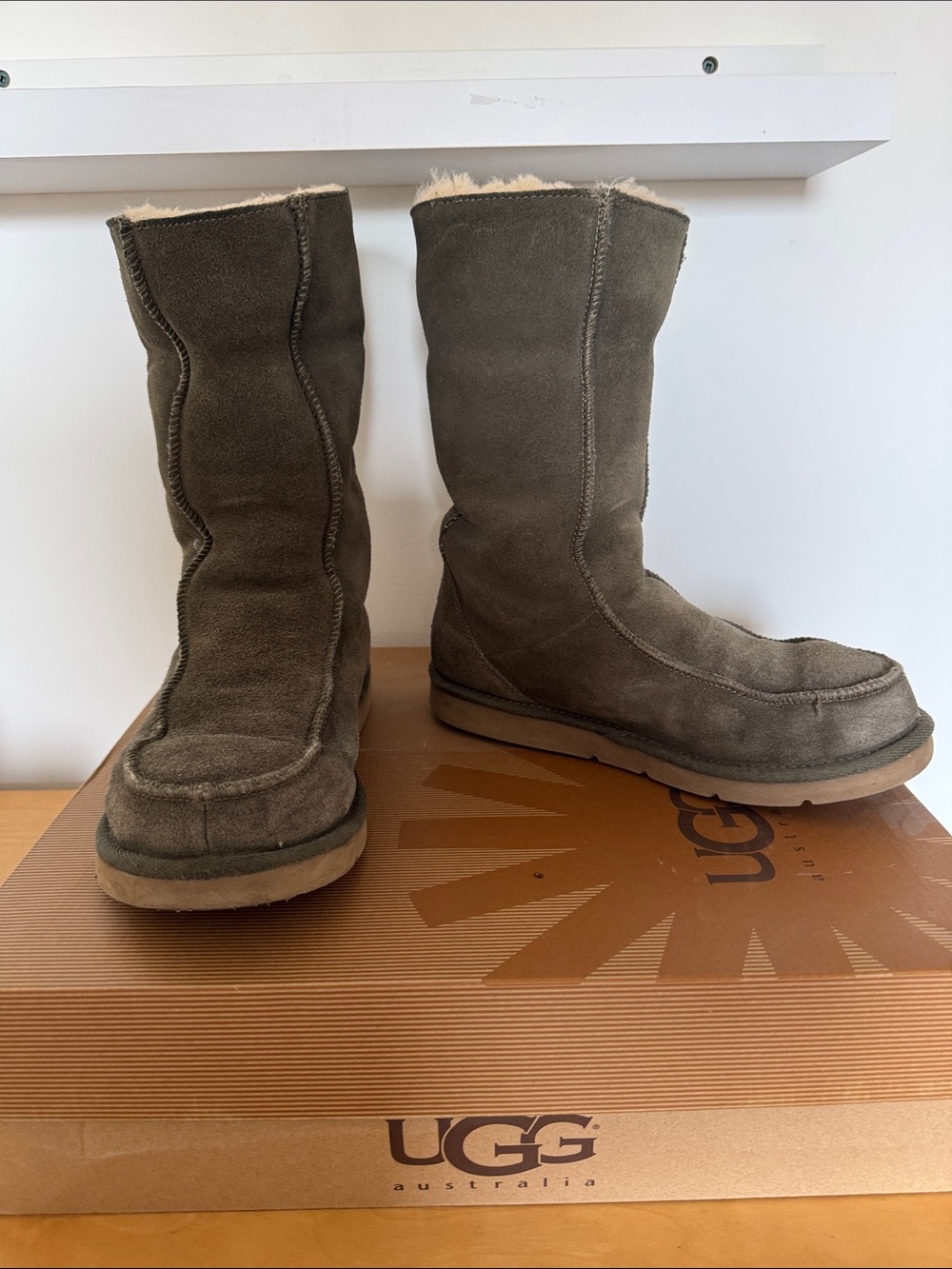 UGG Olive Suede Shearling Mid-Calf Boots